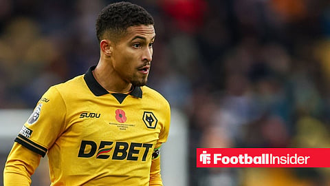 Joao Gomes playing for Wolves in home kit