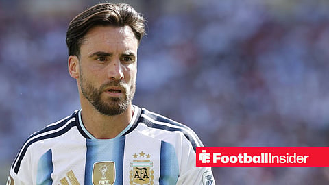Nicolas Tagliafico in action for Argentina facing right 