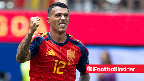 Pedro Porro celebrating for Spain