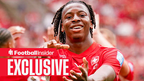 Aston Villa midfielder Johan Manzambi celebrates for Switzerland at the World Cup