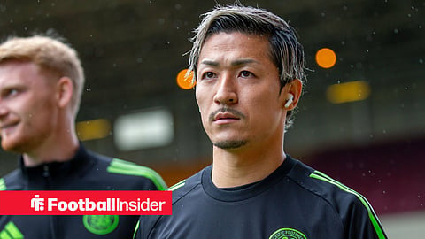 Daizen Maeda walking into stadium before a game in training kit