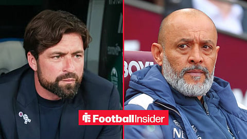 Russell Martin and Nuno Espirito Santo in the dugouts at Leicester and West Ham respectively