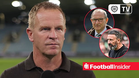 Wouter Vrancken in an interview with Martin O'Neill and Derek McInnes right inset