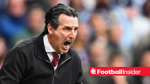 Unai Emery shouting on the sidelines at Villa Park