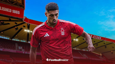 Union St Gilloise's Anan Khalaili in a Nottingham Forest home kit at the City Ground