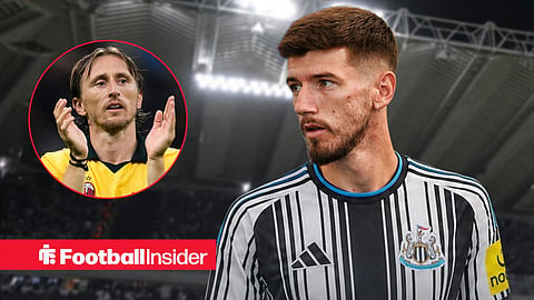 Petar Sucic in a Newcastle shirt with Luka Modric clapping left inset