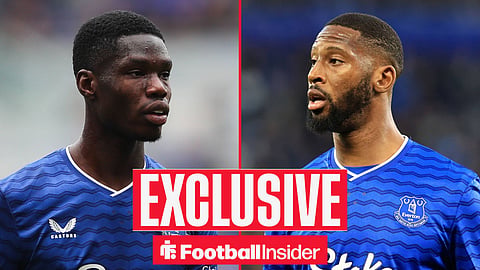 Everton strikers Beto and Thierno Barry inset