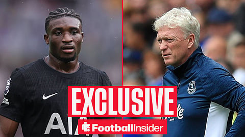 Tottenham winger Mohammed Kudus with Everton manager David Moyes inset