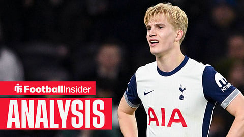 Lucas Bergvall of Tottenham following the Premier League 2024/25 Matchweek 27 match between Tottenham Hotspur FC and Manchester City FC at Tottenham Hotspur Stadium on February 26, 2025