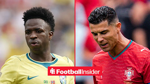 Real Madrid winger Vinicius Junior with Cristiano Ronaldo inset