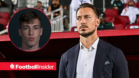 Newcastle manager Matthias Jaissle with Luka Sucic inset