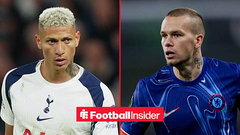Tottenham striker Richarlison with Chelsea winger Mykhaylo Mudryk inset