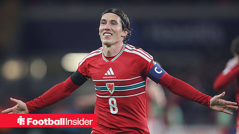 Leeds winger Harry Wilson celebrates for Wales