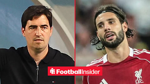 Andoni Iraola on the sidelines with Dominik Szoboszlai in action for Liverpool
