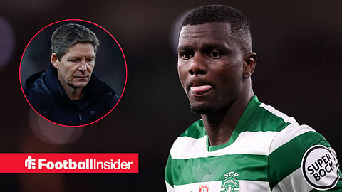 Ousmande Diomande of Sporting Lisbon during the Arsenal vs Sporting Lisbon UEFA Champions League quarter final 2nd leg match at the Emirates Stadium, London / Oliver Glasner manager of Crystal Palace looks deflated at full time 2-1 during the Premier League match between Sunderland and Crystal Palace at the Stadium Of Light, Sunderland, UK on 17 January 2026