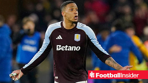 Aston Villa defender Ezri Konsa looks confused 