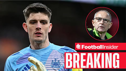 Nick Pope in action for Newcastle, with Martin O'Neill in a circular inset