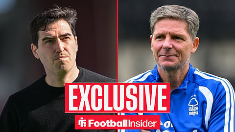 Andoni Iraola on left Oliver Glasner on right