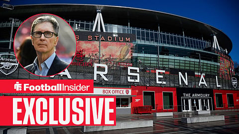 A general view of the outside of Emirates stadium with Arsenal Crest on the MD-1 before the UEFA Champions League Quarter-final first leg football match Arsenal v Real Madrid / John Henry Owners the FC Liverpool before the Game Hertha BSC Berlin FC Liverpool Season 2017 2018 Friendly match