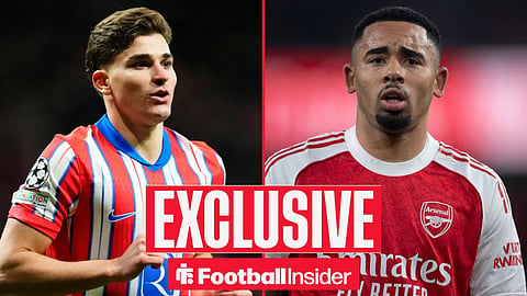 Atletico Madrid striker Julian Alvarez with Arsenal striker Gabriel Jesus
