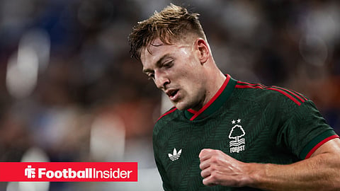 Liam Delap of Chelsea, wearing a Nottingham Forest 26-27 away kit, in action in a match between Chelsea and Juventus during Hong Kong Football Festival 2026 at Kai Tak Stadium on August 5, 2026