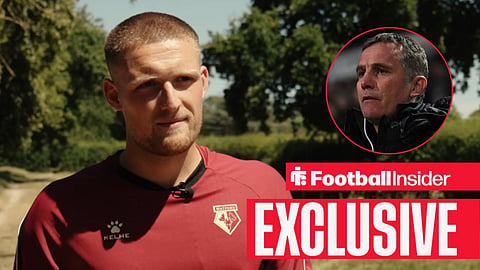 Mattie Pollock during an interview for Watford, with Phil Parkinson in a circular inset