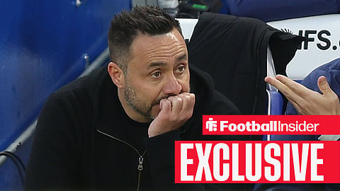 Tottenham manager Roberto De Zerbi looks glum on the bench