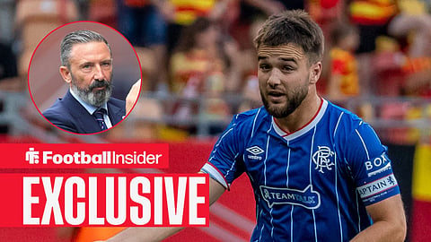 Nicolas Raskin in action with Derek McInnes on sideline left inset