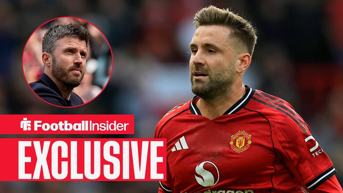 Luke Shaw in action with Michael Carrick clapping fans left inset