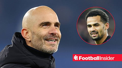 Man City manager Enzo Maresca smiles with Iliman Ndiaye inset