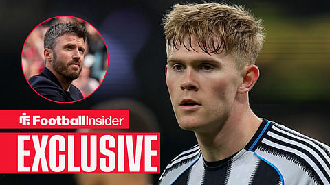 Lewis Hall in action with Michael Carrick clapping fans left inset