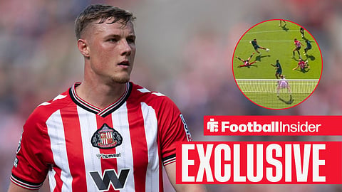 Daniel Ballard of Sunderland during the Premier League match between Sunderland and Aston Villa at Stadium of Light on September 21, 2025 / Dan Ballard's strike being blocked by Kevin Danso in the game between Brentford and Sunderland on Saturday 5 September