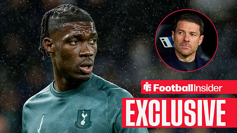Yves Bissouma in action with Xabi Alonso sat on bench right inset