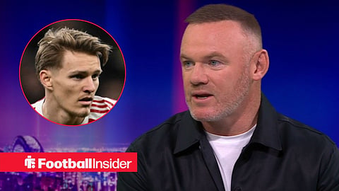 Wayne Rooney speaks to BBC Match of the Day with Arsenal midfielder Martin Odegaard inset