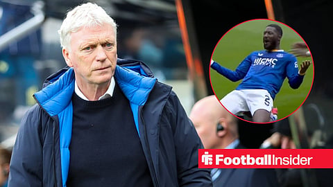 David Moyes during the Newcastle United v Everton Premier League match at St. James Park, Newcastle Upon Tyne, England on 28 February 2026 / Ainsley Maitland-Niles celebrates his equaliser in Everton vs Man United on 6 September 2026