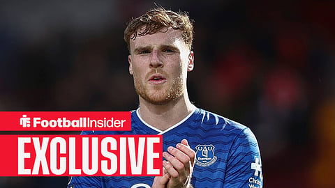 Everton defender Jake O'Brien claps