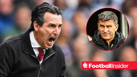 Unai Emery raging on the sidelines, with Sergej Jakirovic in a circular inset