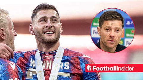 Former Crystal Palace defender Joel Ward smiles at the FA Cup final with Chelsea manager Xabi Alonso inset