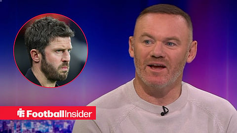Wayne Rooney talking to Match of the Day with Man United manager Michael Carrick inset