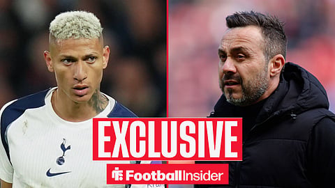 Tottenham forward Richarlison with manager Roberto De Zerbi inset