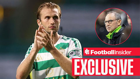 Football Insider exclusive as Celtic midfielder Benjamin Nygren applauds, while manager Martin O'Neill watches from a circular inset.