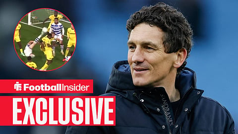 Keith Andrews smiling on pitch with Reading's disallowed goal vs Brentford left inset