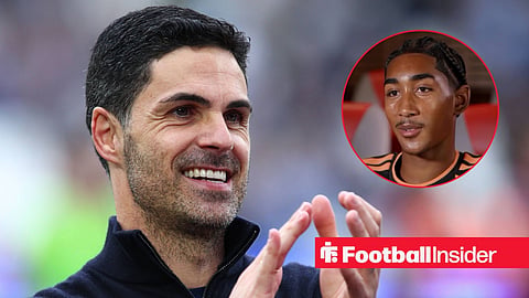 Mikel Arteta clapping fans with Marli Salmon being interviewed right inset