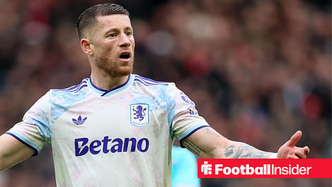 Ross Barkley of Aston Villa reacts during the Premier League match between Manchester United and Aston Villa at Old Trafford on March 15, 2026