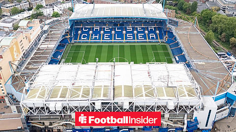General aerial drone stadium view outside Stamford Bridge before the Chelsea v Nottingham Forest Premier League match at Stamford Bridge, London, England on 4 May 2026