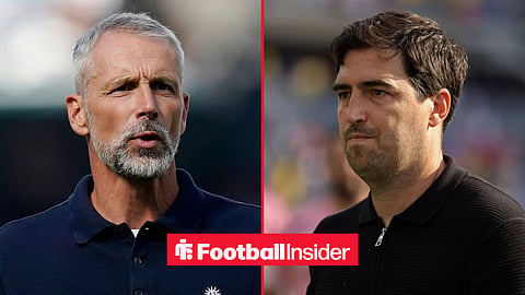 Marco Rose on sideline and Andoni Iraola on pitch after game