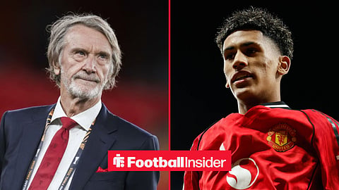 Jim Ratcliffe in the stands, with JJ Gabriel in action for Man United