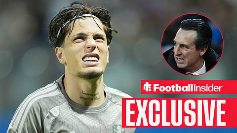 Aston Villa winger Alejandro Garnacho with Unai Emery inset