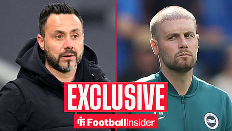 Tottenham manager Roberto De Zerbi with Brighton boss Fabian Hurzeler inset