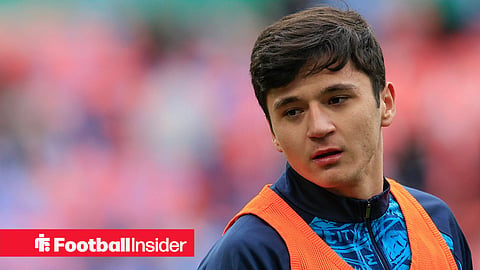 Abdukodir Khusanov 45 of Manchester City ahead of the EFL Cup match between Arsenal and Manchester City at Wembley Stadium, London, UK on 22 March 2026